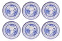 Hermia Juego de Platos para Postre de Porcelana, Azul y Blanco, 6 Unidades, 19.3 cm
